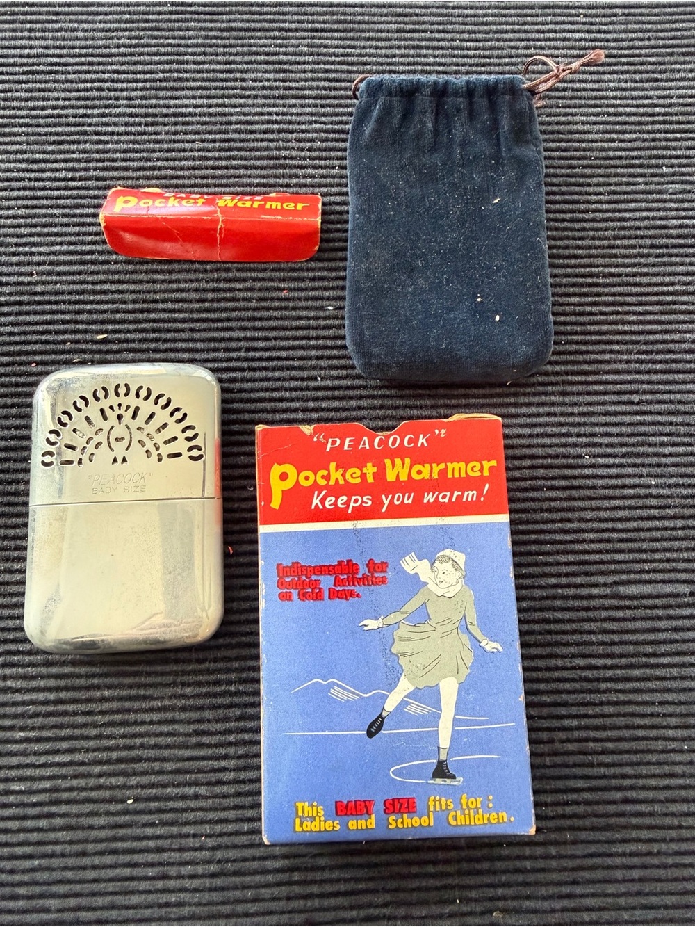 Vintage Peacock Pocket Warmer Made in Japan  “Baby Size” - Untested
